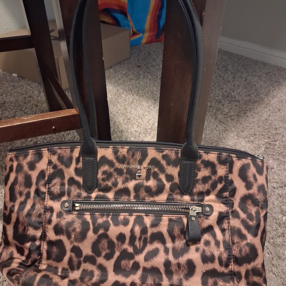 Michael Kors Tan and Black Animal Print Tote